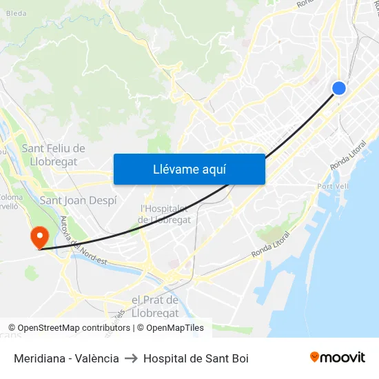 Meridiana - València to Hospital de Sant Boi map