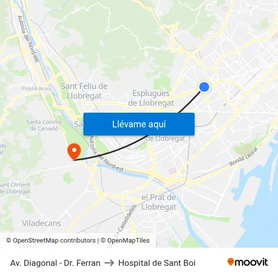 Av. Diagonal - Dr. Ferran to Hospital de Sant Boi map