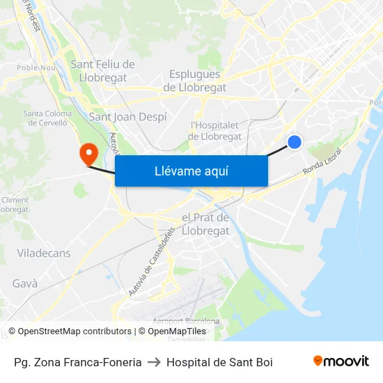 Pg. Zona Franca-Foneria to Hospital de Sant Boi map