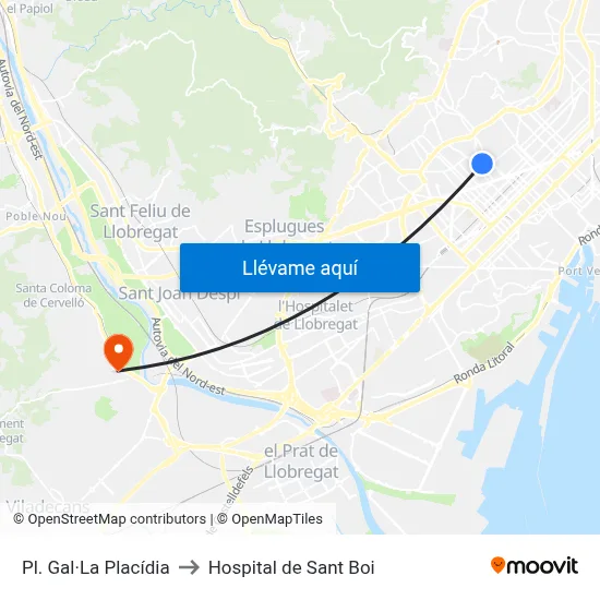 Pl. Gal·La Placídia to Hospital de Sant Boi map