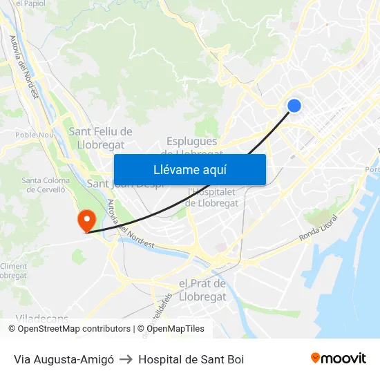 Via Augusta-Amigó to Hospital de Sant Boi map