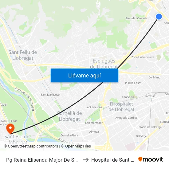 Pg Reina Elisenda-Major De Sarrià to Hospital de Sant Boi map