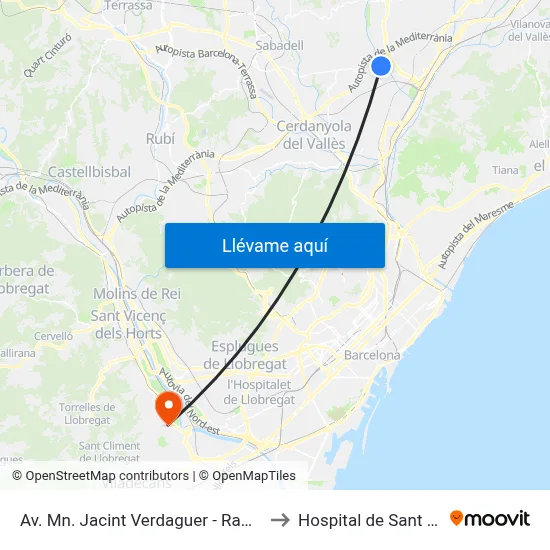 Av. Mn. Jacint Verdaguer - Rambla to Hospital de Sant Boi map