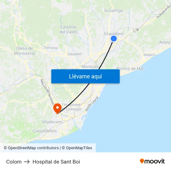 Colom to Hospital de Sant Boi map