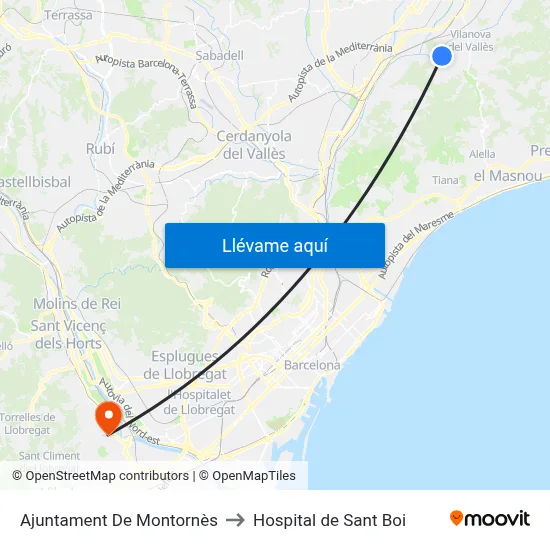 Ajuntament De Montornès to Hospital de Sant Boi map