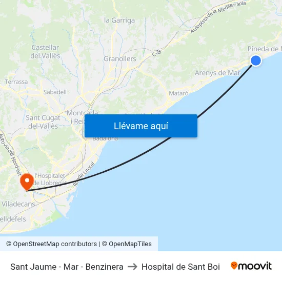 Sant Jaume - Mar - Benzinera to Hospital de Sant Boi map