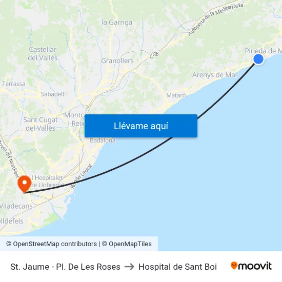 St. Jaume - Pl. De Les Roses to Hospital de Sant Boi map