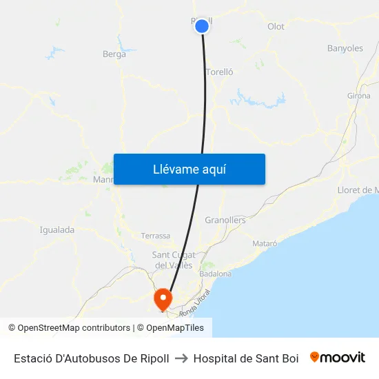 Estació D'Autobusos De Ripoll to Hospital de Sant Boi map