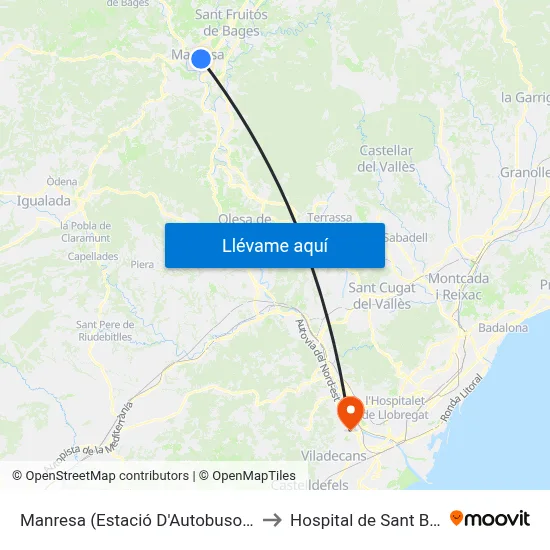 Manresa (Estació D'Autobusos) to Hospital de Sant Boi map