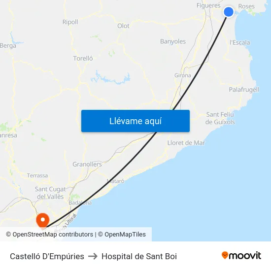 Castelló D'Empúries to Hospital de Sant Boi map