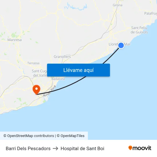 Barri Dels Pescadors to Hospital de Sant Boi map