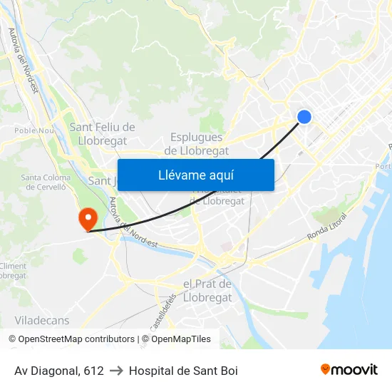 Av Diagonal, 612 to Hospital de Sant Boi map
