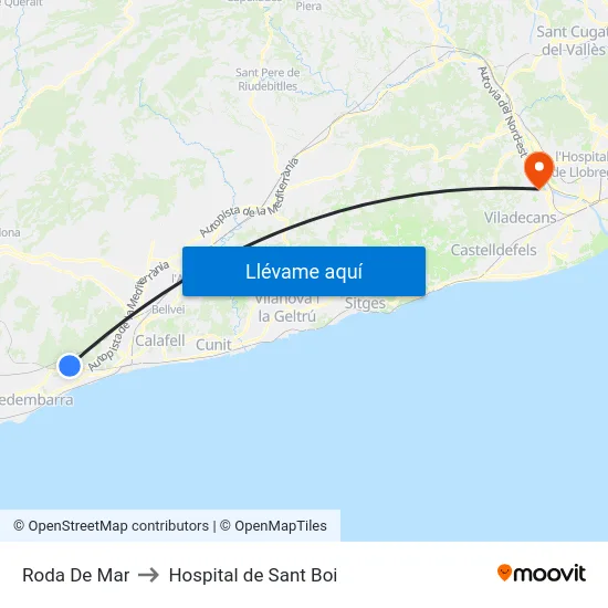 Roda De Mar to Hospital de Sant Boi map