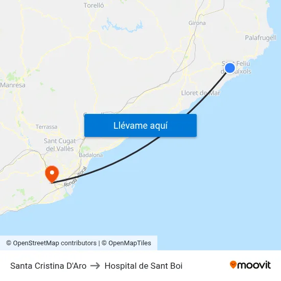 Santa Cristina D'Aro to Hospital de Sant Boi map