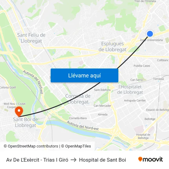 Av De L'Exèrcit - Trias I Giró to Hospital de Sant Boi map