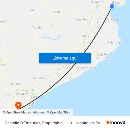 Castello D'Empuries, Empuriabrava (Arcs) to Hospital de Sant Boi map