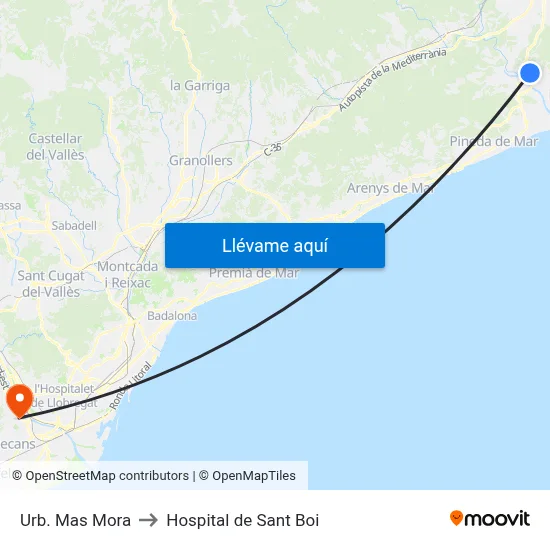 Urb. Mas Mora to Hospital de Sant Boi map