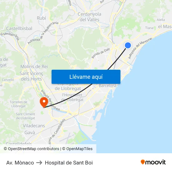 Av. Mònaco to Hospital de Sant Boi map