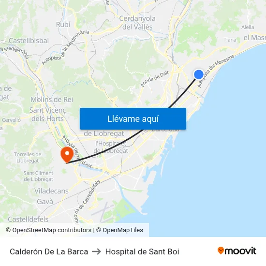 Calderón De La Barca to Hospital de Sant Boi map