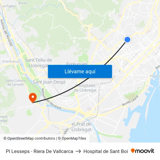 Pl Lesseps - Riera De Vallcarca to Hospital de Sant Boi map