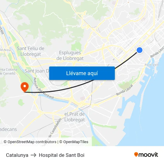 Catalunya to Hospital de Sant Boi map