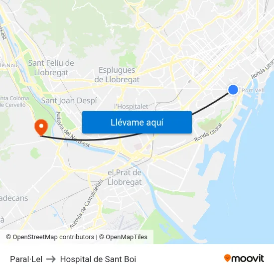 Paral·Lel to Hospital de Sant Boi map