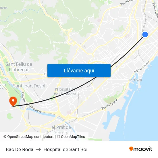 Bac De Roda to Hospital de Sant Boi map