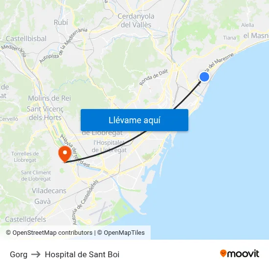 Gorg to Hospital de Sant Boi map