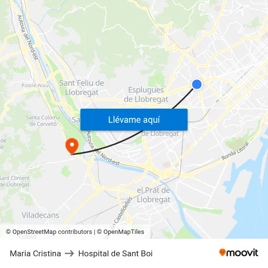 Maria Cristina to Hospital de Sant Boi map