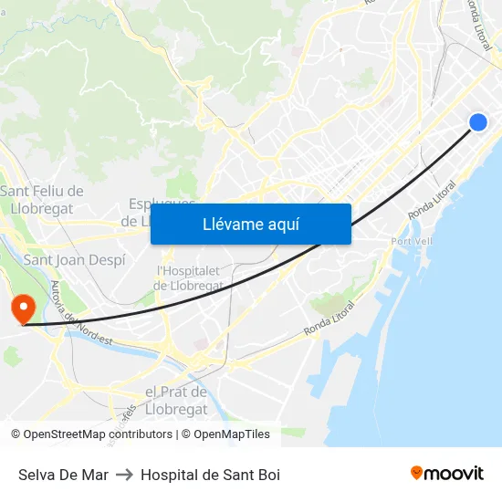 Selva De Mar to Hospital de Sant Boi map