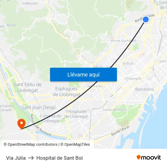 Via Júlia to Hospital de Sant Boi map
