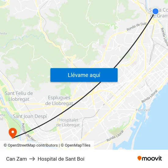 Can Zam to Hospital de Sant Boi map