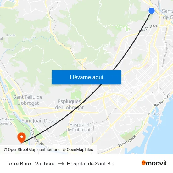 Torre Baró | Vallbona to Hospital de Sant Boi map