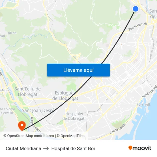 Ciutat Meridiana to Hospital de Sant Boi map