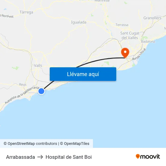 Arrabassada to Hospital de Sant Boi map