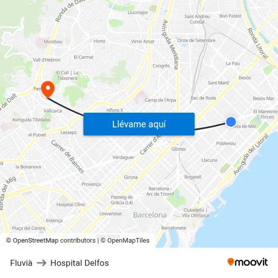 Fluvià to Hospital Delfos map