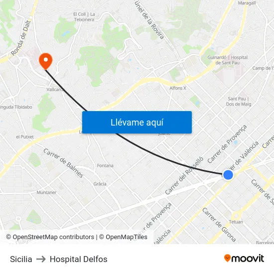 Sicilia to Hospital Delfos map