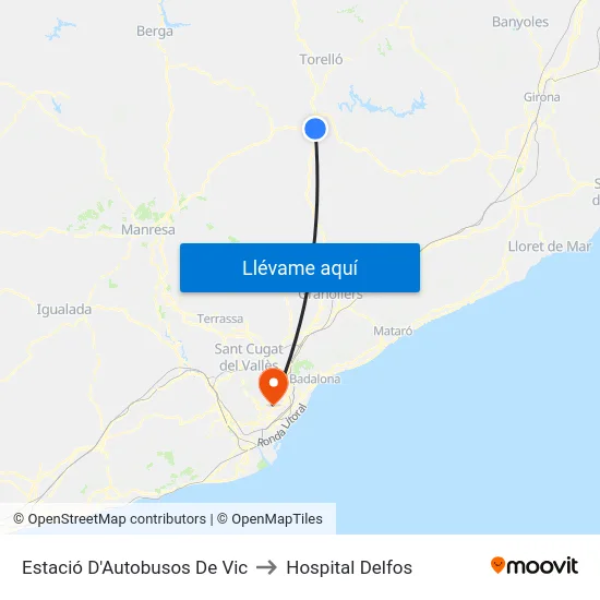 Estació D'Autobusos De Vic to Hospital Delfos map