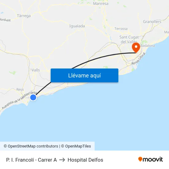 P. I. Francolí - Carrer A to Hospital Delfos map