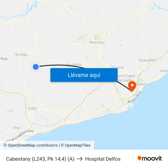 Cabestany (L243, Pk 14,4) (A) to Hospital Delfos map