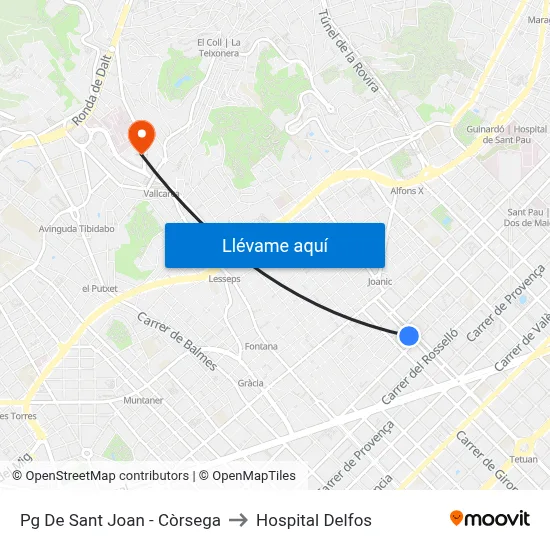 Pg De Sant Joan - Còrsega to Hospital Delfos map