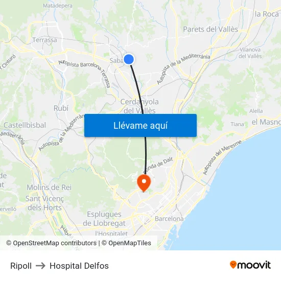 Ripoll to Hospital Delfos map