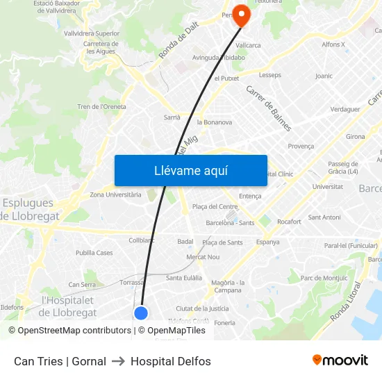 Can Tries | Gornal to Hospital Delfos map