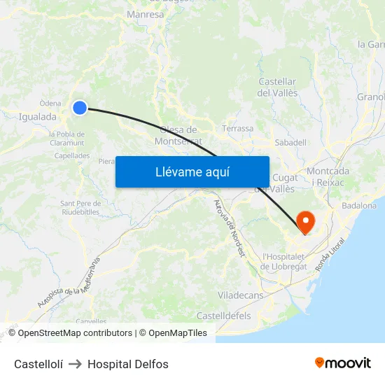 Castellolí to Hospital Delfos map