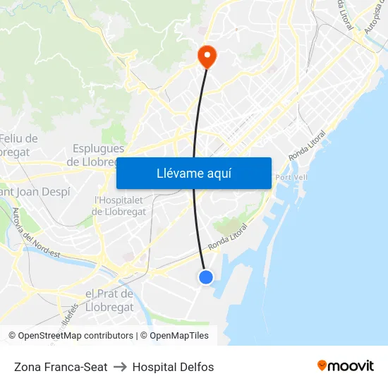 Zona Franca-Seat to Hospital Delfos map