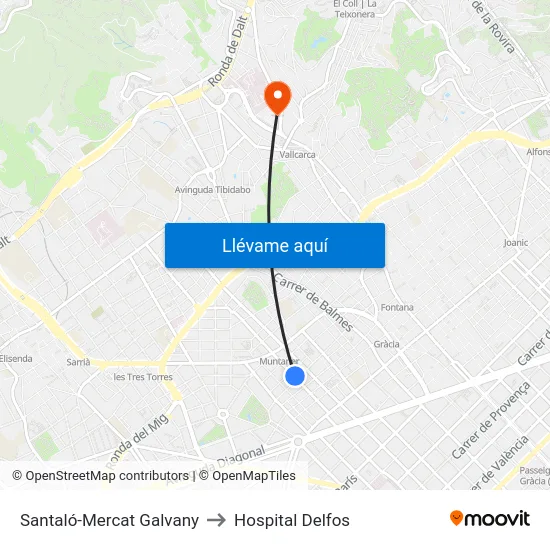 Santaló-Mercat Galvany to Hospital Delfos map