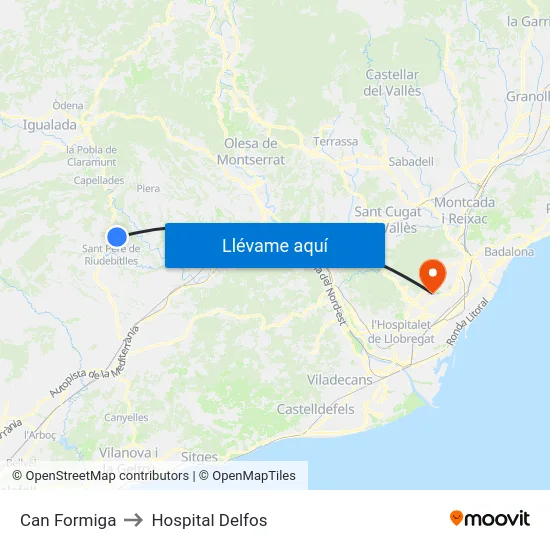Can Formiga to Hospital Delfos map