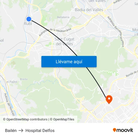 Bailén to Hospital Delfos map