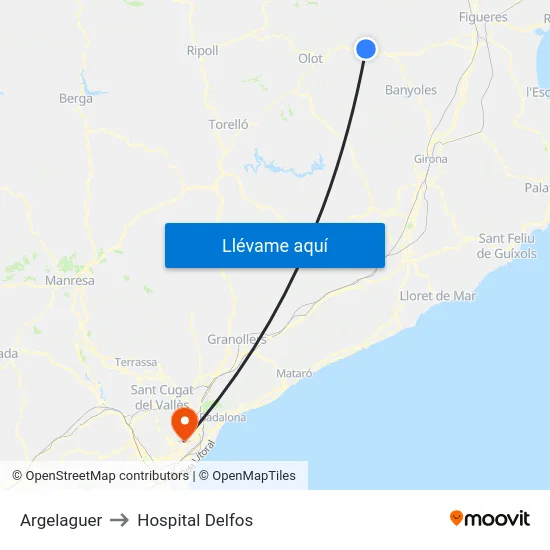 Argelaguer to Hospital Delfos map