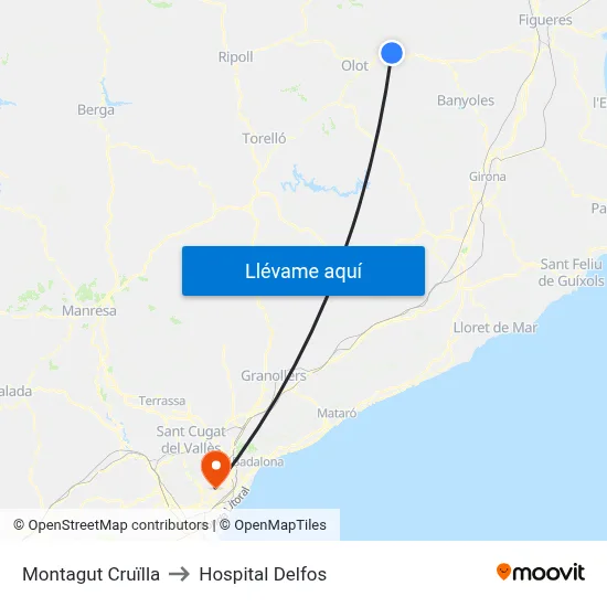 Montagut Cruïlla to Hospital Delfos map